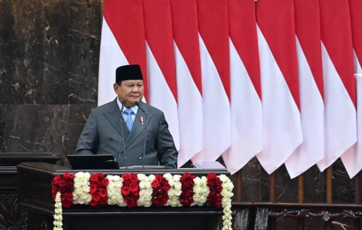 Presiden Prabowo Subianto menyampaikan Pidato Kenegaraan Presiden RI dalam Sidang Bersama DPR RI dan DPD RI di Jakarta (foto: BPMI Setpres)