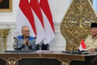 Presiden Prabowo Subianto menerima Presiden Timor-Leste José Ramos-Horta bersama para peraih Nobel di Istana Merdeka, Jakarta (foto: kementerian sekretaris negara)