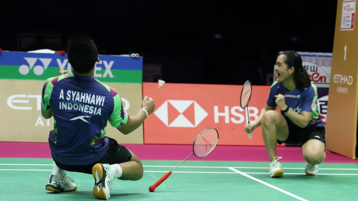 Ganda campuran Indonesia Amri Syahnawi/Nita Violina Marwah saat menghadapi Yang Po-Hsuan/Hu Ling Fang pada perempat final Kejuaraan Dunia BWF 2026 di New Delhi (foto: dok. pbsi)