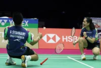Ganda campuran Indonesia Amri Syahnawi/Nita Violina Marwah saat menghadapi Yang Po-Hsuan/Hu Ling Fang pada perempat final Kejuaraan Dunia BWF 2026 di New Delhi (foto: dok. pbsi)