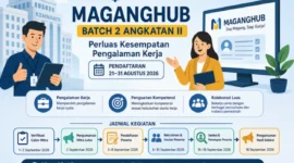 Kemnaker membuka pendaftaran mitra penyelenggara MagangHub Batch 2 Angkatan II pada 21–31 Agustus 2026 (Ilustrasi AI: sisipublik.com)