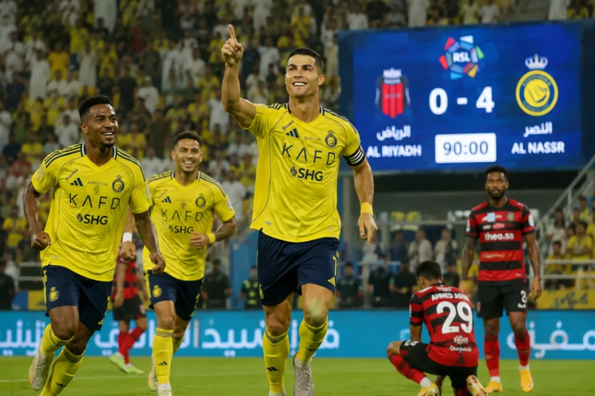 Al Nassr menang 4-0 atas Al Riyadh pada pekan kedua Liga Pro Saudi 2026/2027 di Stadion Prince Faisal bin Fahd (Ilustrasi AI: sisipublik.com)