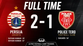 Ilustrasi - Persija Jakarta menjalani laga uji coba melawan Police Tero di Alpine Football Camp Training, Bangkok