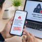 pengguna memeriksa pesan digital untuk menghindari tautan phishing yang dapat mencuri data pribadi (Ilustrasi AI :sisipublik.com)