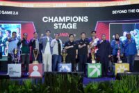 Wamenpora Taufik Hidayat memberikan apresiasi dalam sesi Champions Stage pada Indonesia Sports Summit 2026 di Jakarta (foto: kementerian pemuda  dan olahraga)