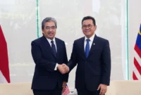 Menteri Perdagangan RI Budi Santoso dan Menteri Investasi, Perdagangan, dan Industri Malaysia Datuk Seri Johari Abdul Ghani membahas penguatan perdagangan dan investasi bilateral dalam pertemuan JTIC di Jakarta (foto: kementerian perdagangan)