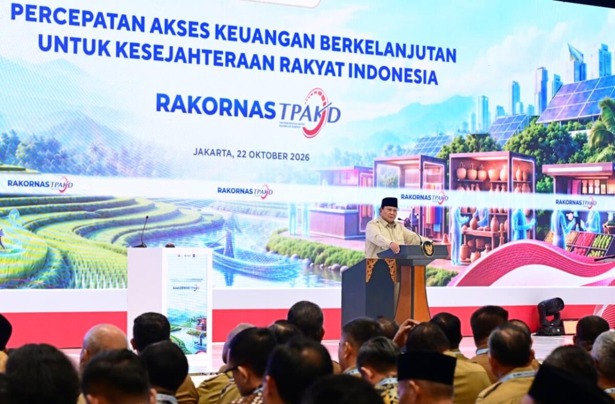 Presiden Prabowo Subianto meresmikan pembentukan Dewan Nasional Kesejahteraan Keuangan dalam Rakornas TPAKD di JIEXPO Kemayoran, Jakarta (foto: kementerian sekretaris negara)
