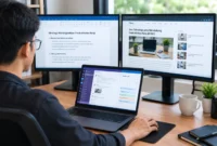 Penggunaan dua monitor dapat memperluas ruang kerja digital dan memudahkan pengguna memantau beberapa aplikasi secara bersamaan (Ilustrasi AI: sisipublik.com)