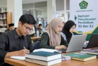 Mahasiswa pascasarjana mengikuti aktivitas akademik. Kemenag membuka Bantuan Penyelesaian Pendidikan bagi mahasiswa S2 dan S3 dalam negeri (Ilustrasi AI: sisipublik.com)