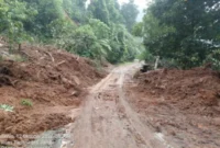 Petugas BPJN Sumatera Barat mengerahkan alat berat untuk membersihkan material longsor di ruas jalan nasional Tapan–Batas Jambi, Kabupaten Pesisir Selatan, Sumatera Barat (foto: kementerian pekerjaan umum)